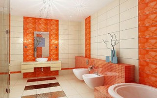 Phòng tắm màu cam ấn tượng